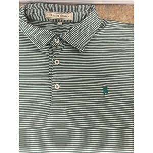 The State Company Polo Shirt Alabama Mens Large Green Striped Short Sleeve Golf